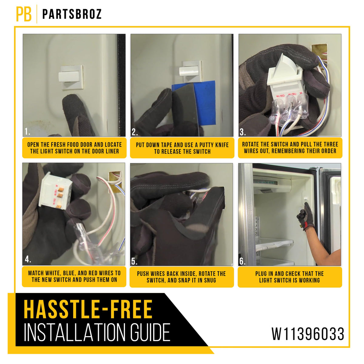 Refrigerator Door Light Switch for Whirlpool ED5KVEXVB05