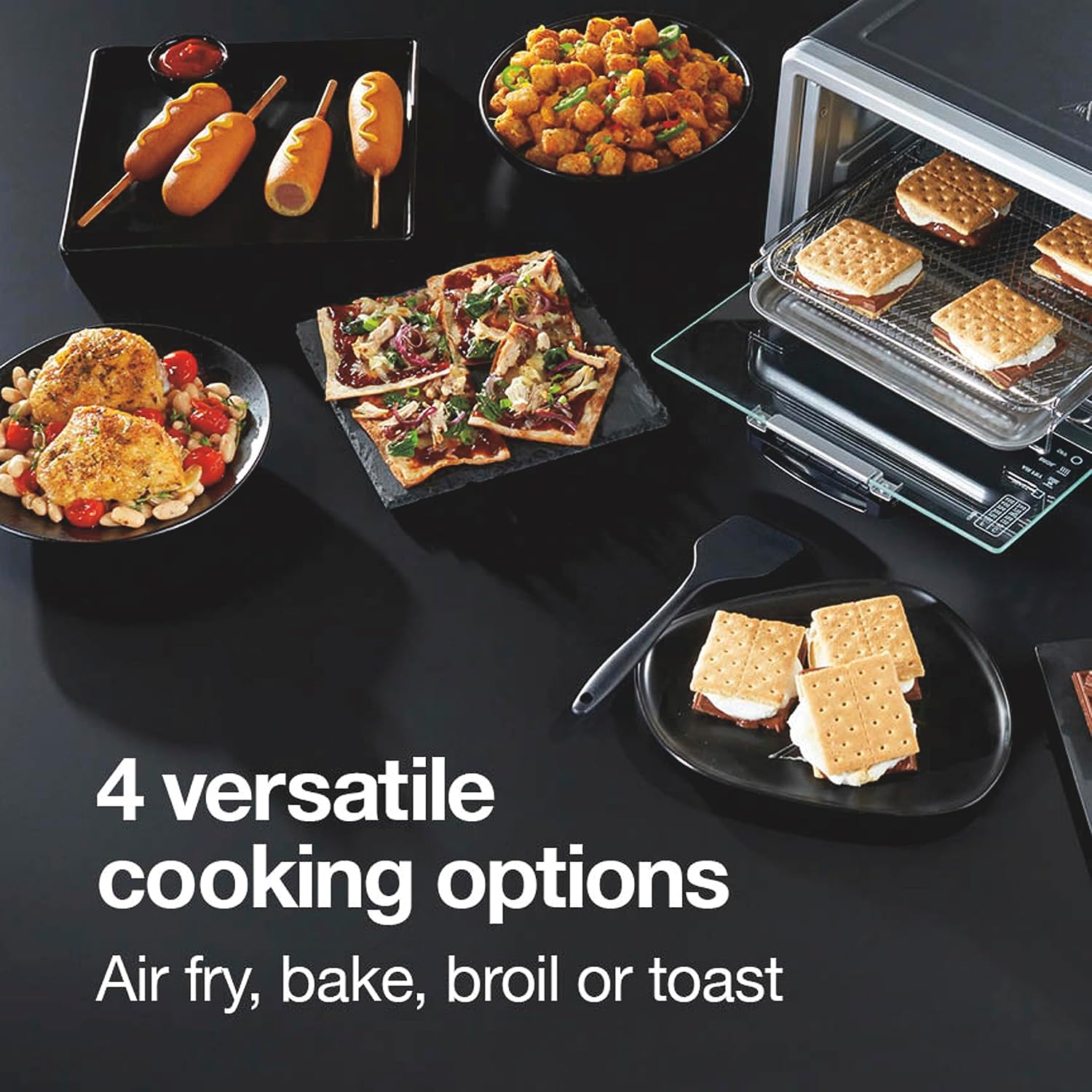 4 Slice Countertop Air Fryer Toaster Oven Combo | Air Fry, Bake, Broil, Toast | 200-450⁰F Adjustable Temp | 30 Minute