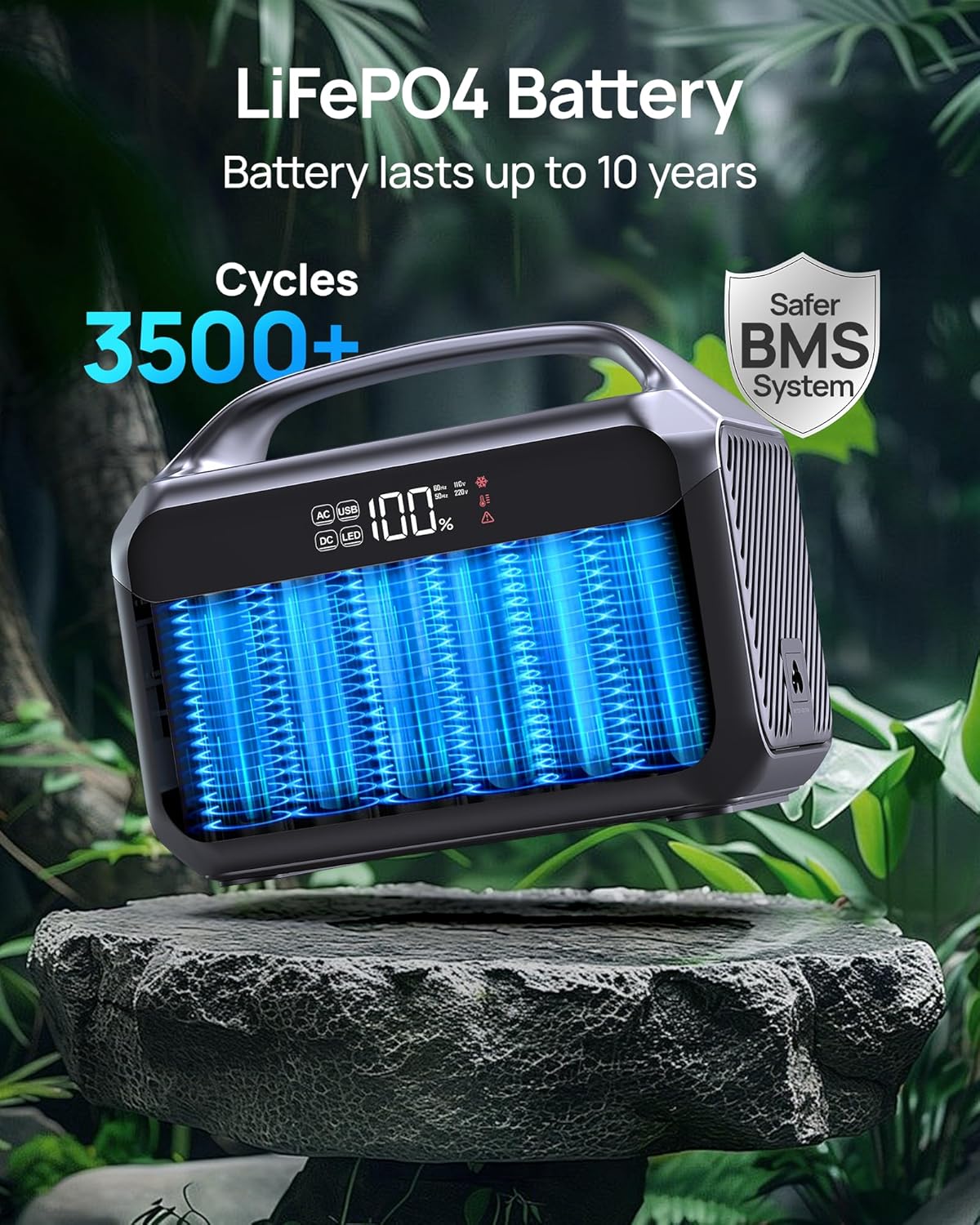 Portable Power Station 600W with 80W Solar Panel, 288Wh LiFePO4 Battery Solar Generator, 2h Fast Charging Compact