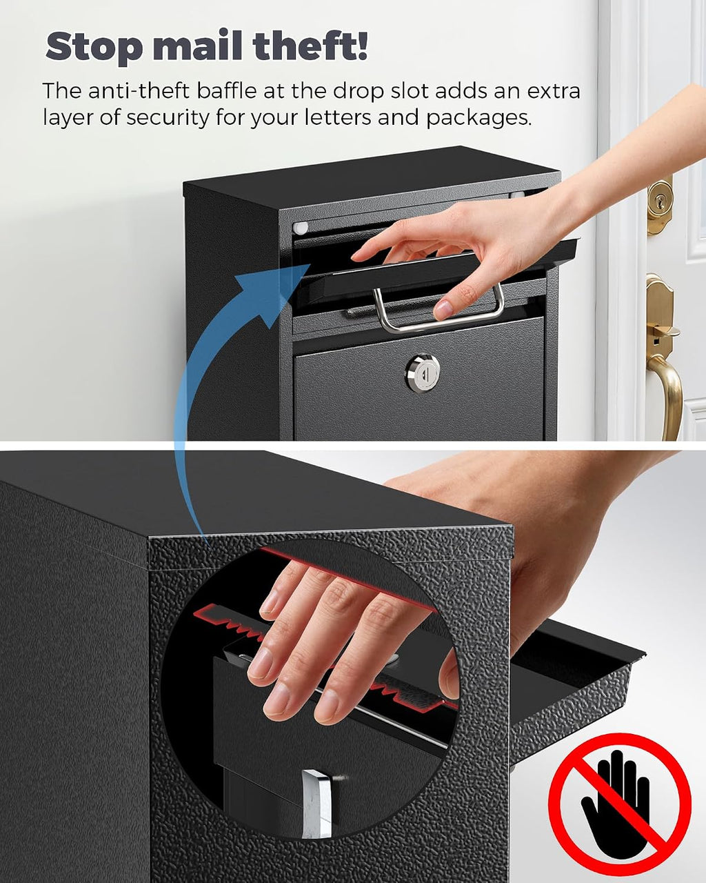Mailbox for Outside Wall Mount, Heavy Duty Rustproof, Anti-Theft Locking Mailbox with 4 Keys, Weatherproof for
