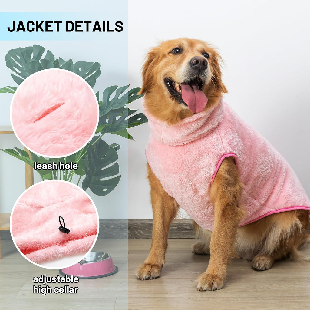 Dog Jacket for Cold Weather, 2 Pack Cozy Winter Warm Turtleneck Pet Coat Clothes for Large Medium Small Dogs, Fleece