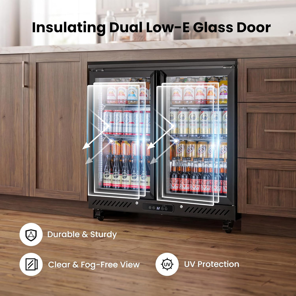 Back Bar Cooler, 7.4 Cu.Ft Commercial Refrigerator with Low-E Glass