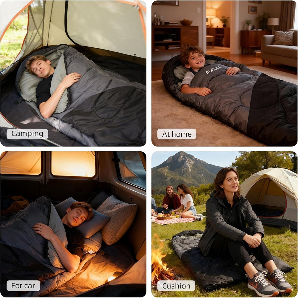 Lightweight Sleeping Bags for Adults & Kids, Backpacking & Scouts, Compact | 3lb, packs 8"x14". Left-zip Pairs with