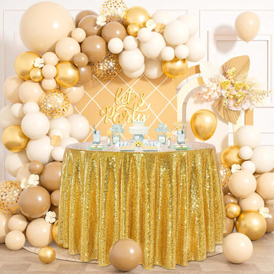 Gold Sequin Round Tablecloth 120 Inch Glitter Party Table Cloth