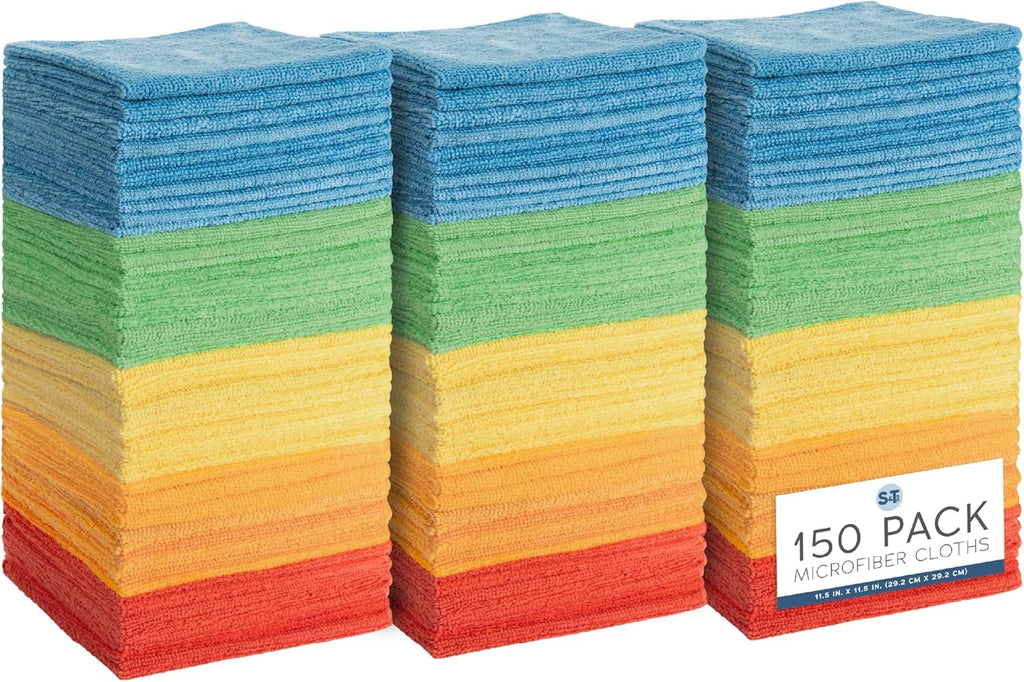 150 Pack Microfiber Cleaning Cloth, Bulk Towels for Home, Reusable Microfiber Towels for Cars, Cleaning Rags