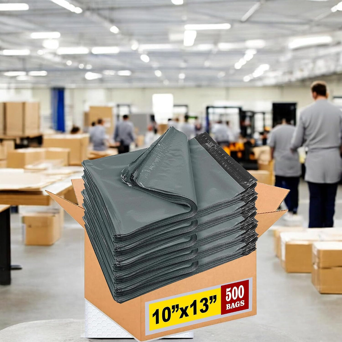 10x13 Inch Grey Poly Mailers, 500 Pack