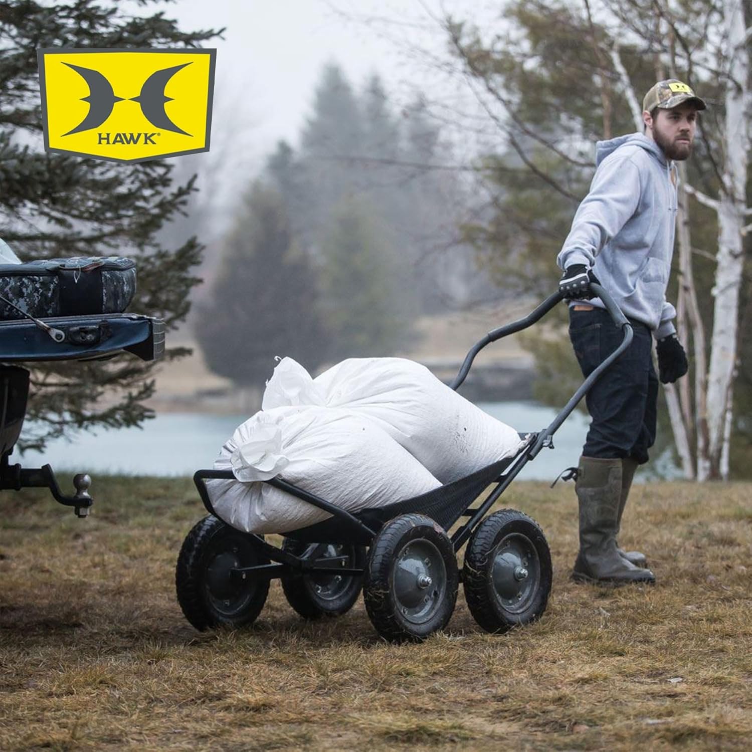 Crawler Multi-Use Folding Cart for Hunting Fishing Bunded with HME Game Hoist Kit Winch Gambrel with Adjustable