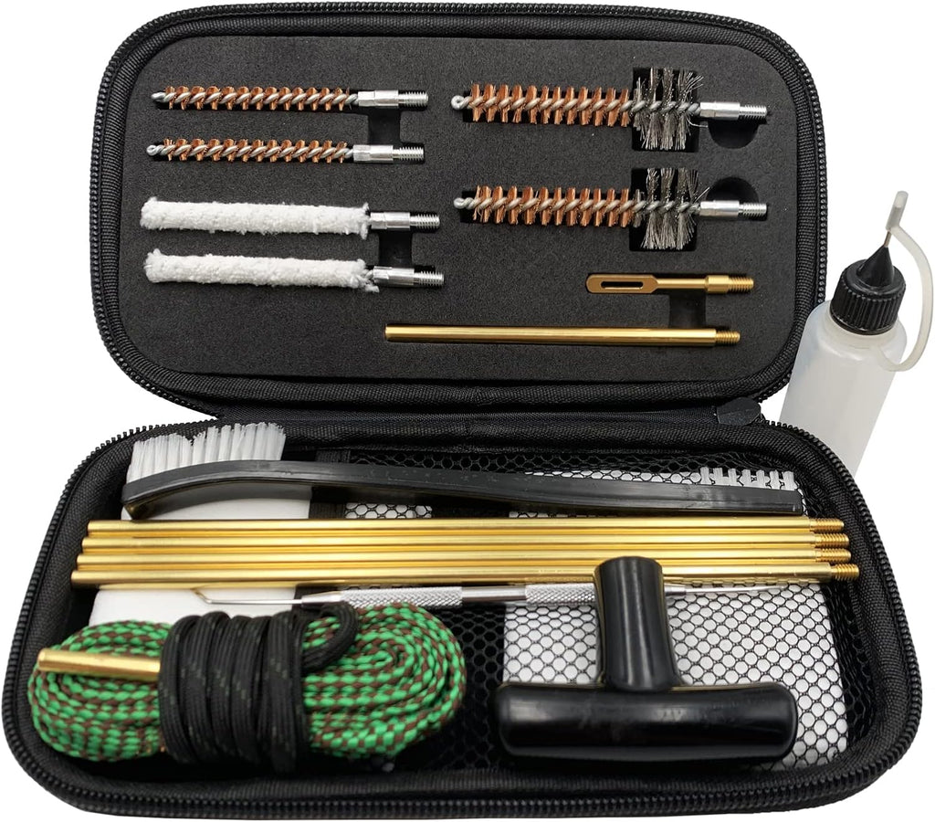Rifle Pistol Gun Cleaning Kit for 22LR .22 Cal .223Cal 5.56 with Gun Snake, Cotton mop, Chamber Brushes, 32inch Brass