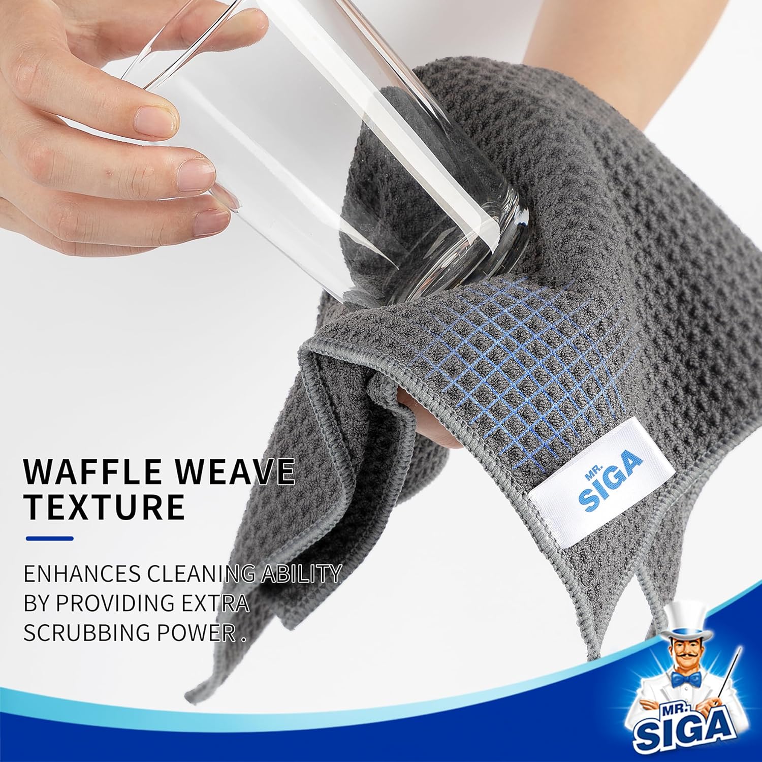 Waffle Pattern Cleaning Cloths, Reusable Absorbent Microfiber Cleaning Cloths, Lint Free Microfiber Kitchen Towels, 6