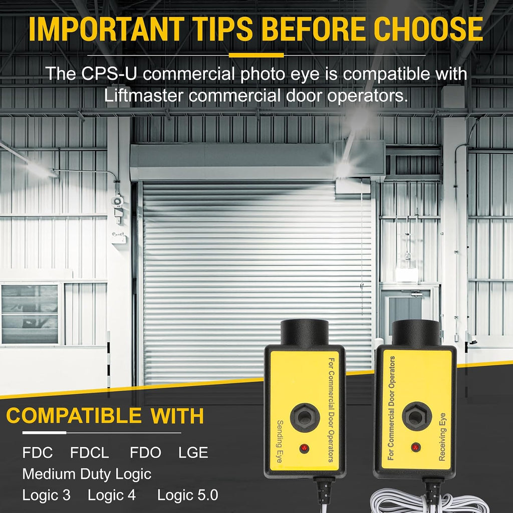 CPS-U Commercial Photo Eyes Compatible with LiftMaster Garage Door Operator