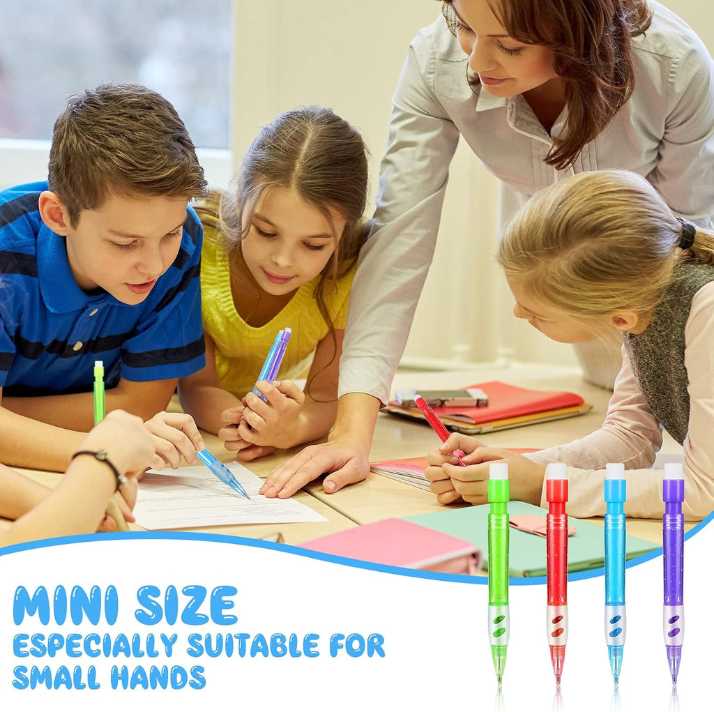 16 Pieces Assorted Mini Mechanical Pencils 0.7 mm Automatic Pencils with Mini Erasers Pens Stationery Supplies for