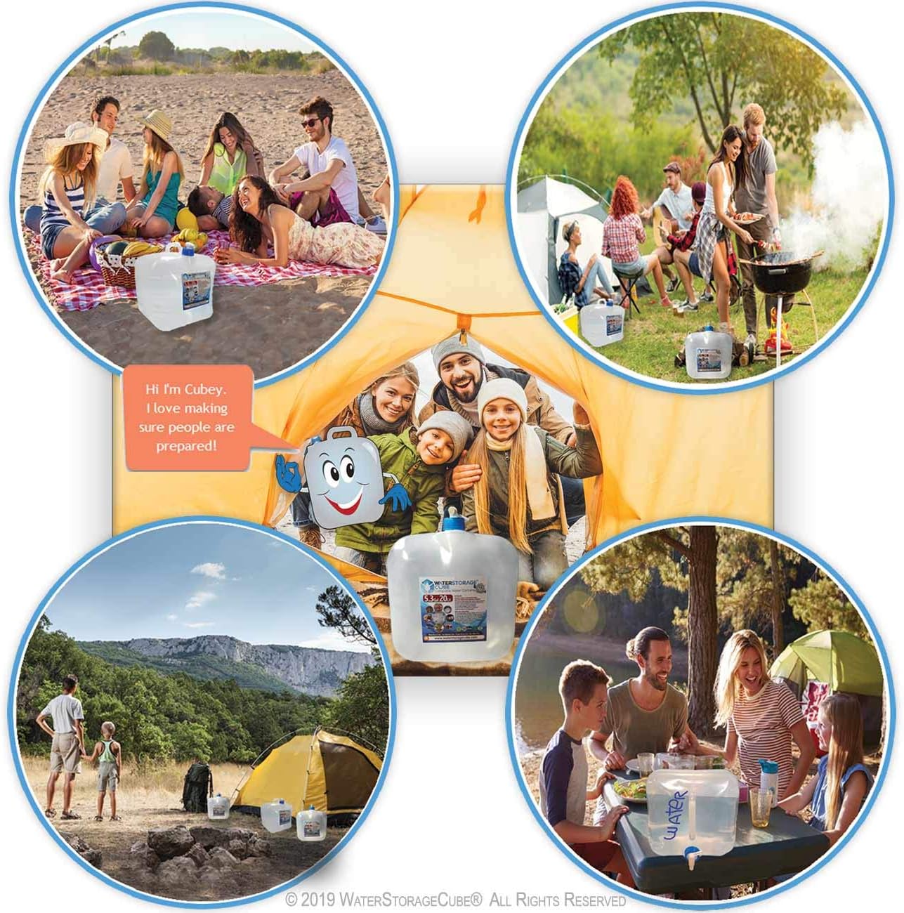 Collapsible Water Container with Spigot (5.3 Gal (4-Pack)) | BPA-Free Camping Water Storage Carrier Jug for Outdoors