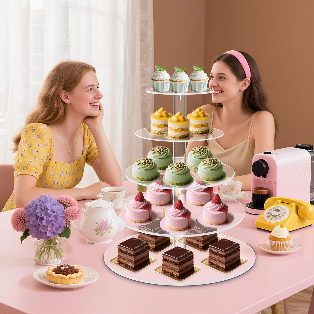 5 Tier Cupcake Stand, Large Round Acrylic Cupcake Tower for Wedding