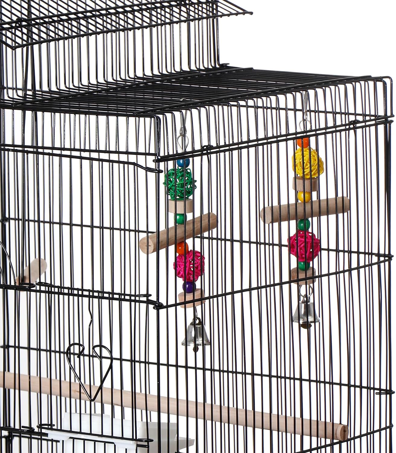 39-Inch Roof Top Bird Cage Large Flight Parrot Cage w/Toys for Small Quaker Cockatiel Sun Conure Parakeet Finch Green