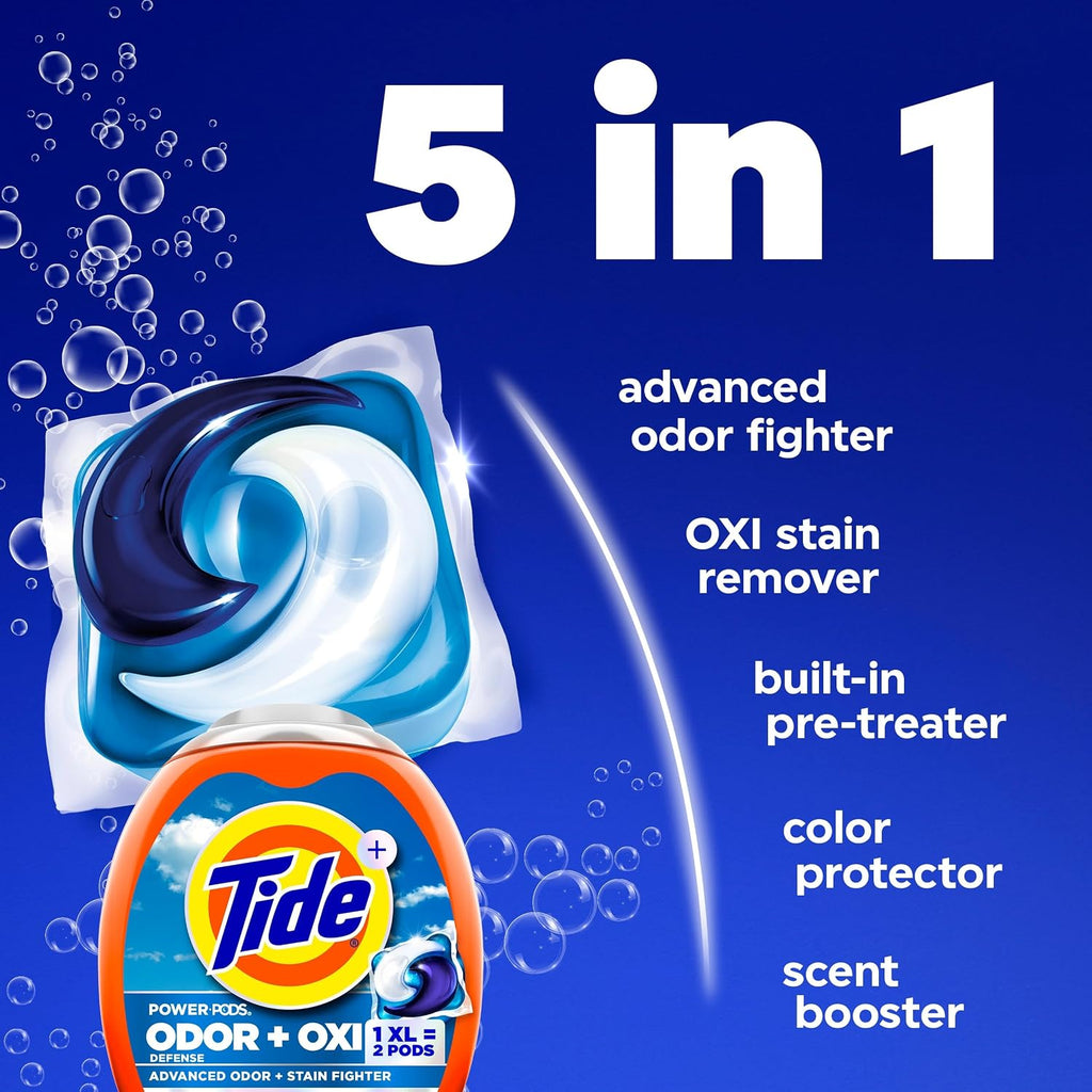 Odor Defense + Oxi Laundry Detergent Pacs, Original Scent, 45 Count, Advanced Odor + Stain Fighter