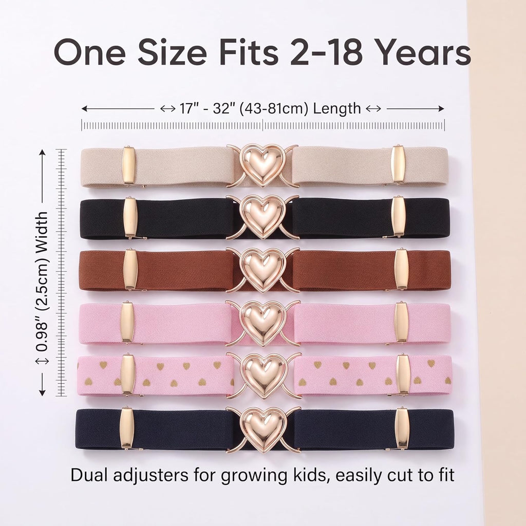 Elastic Belts 4 Pack with Gift Box Stretch Little Toddler Teen Kids Adjustable Uniform Belt Fashion Belt