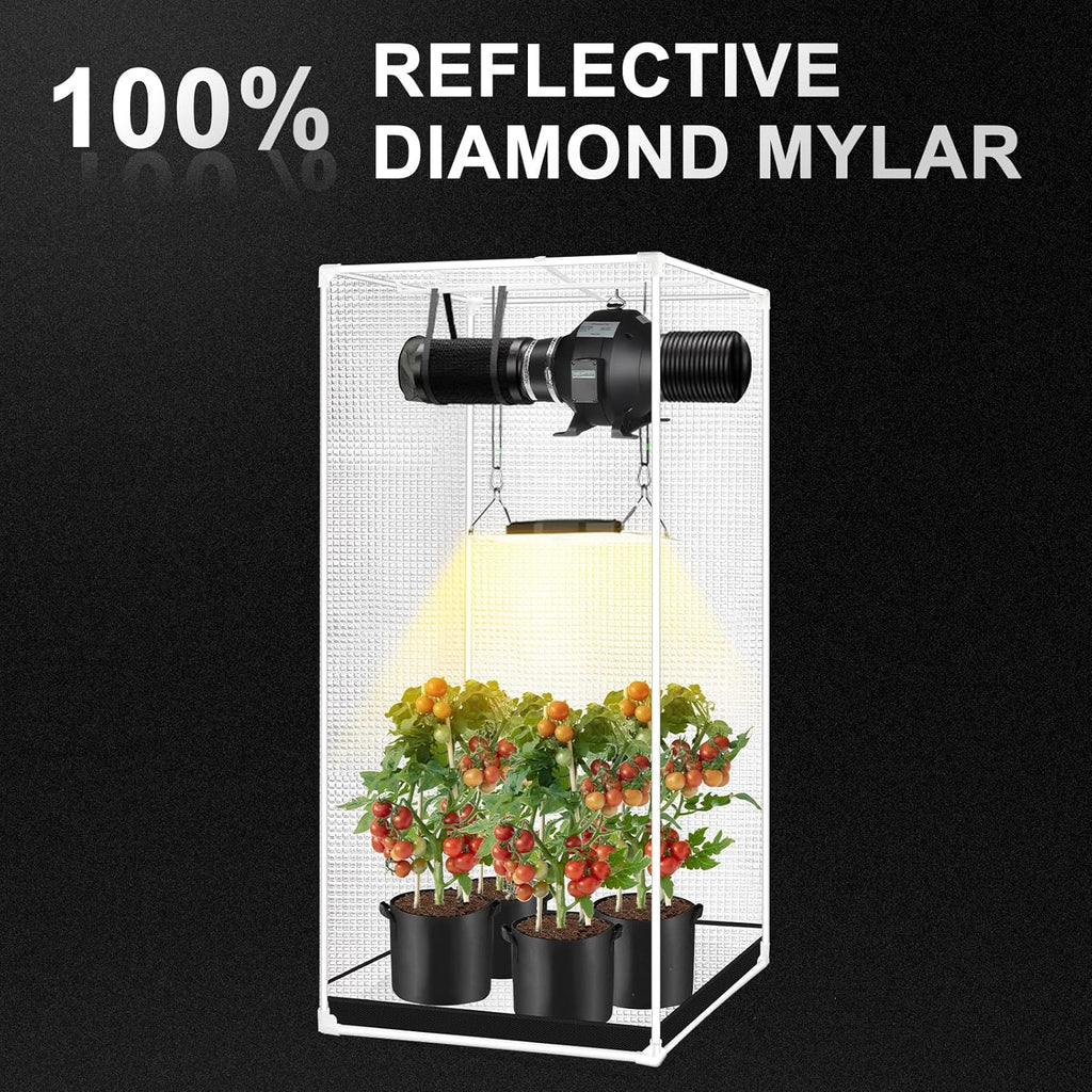 48”x24”x60” Grow Tent, Reflective 600D Mylar,Hydroponic Grow Tent with Observation Window and Floor Tray for Indoor