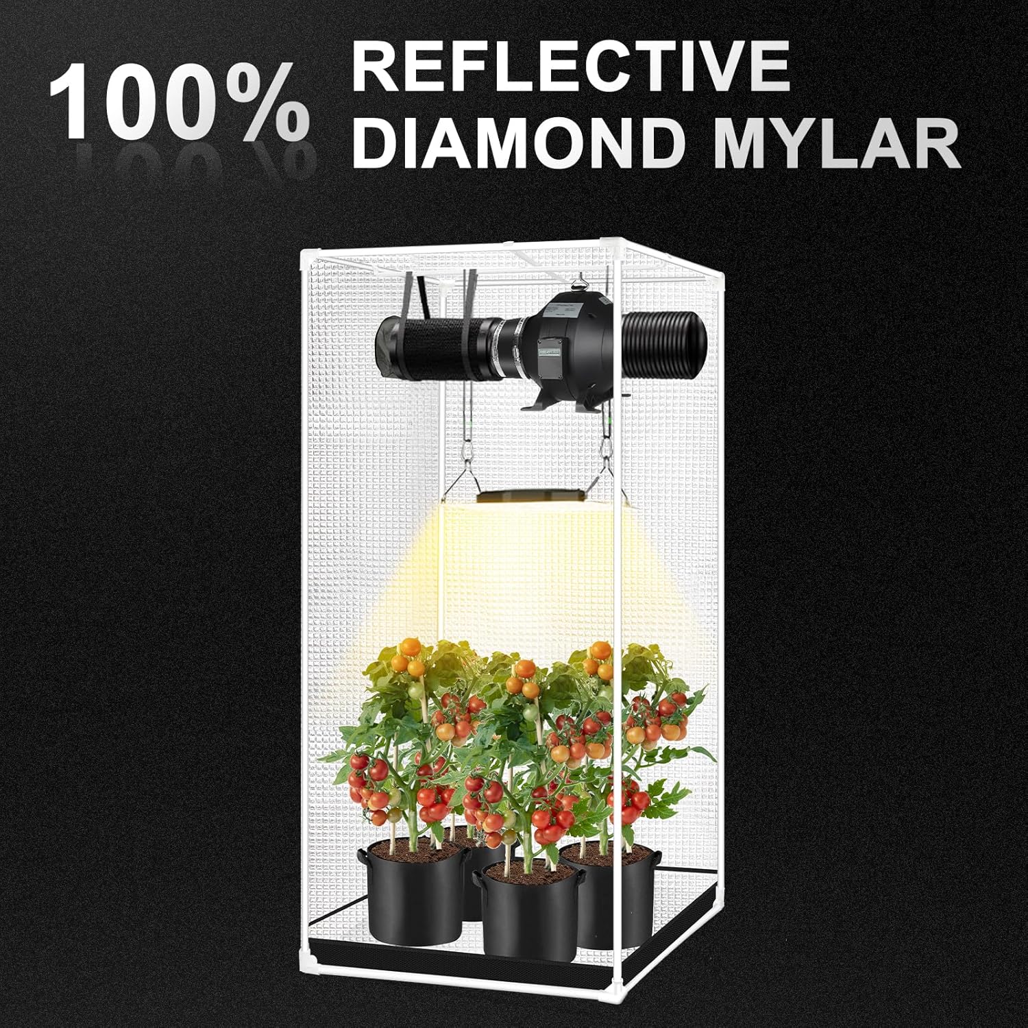 48”x24”x60” Grow Tent, Reflective 600D Mylar,Hydroponic Grow Tent with Observation Window and Floor Tray for Indoor