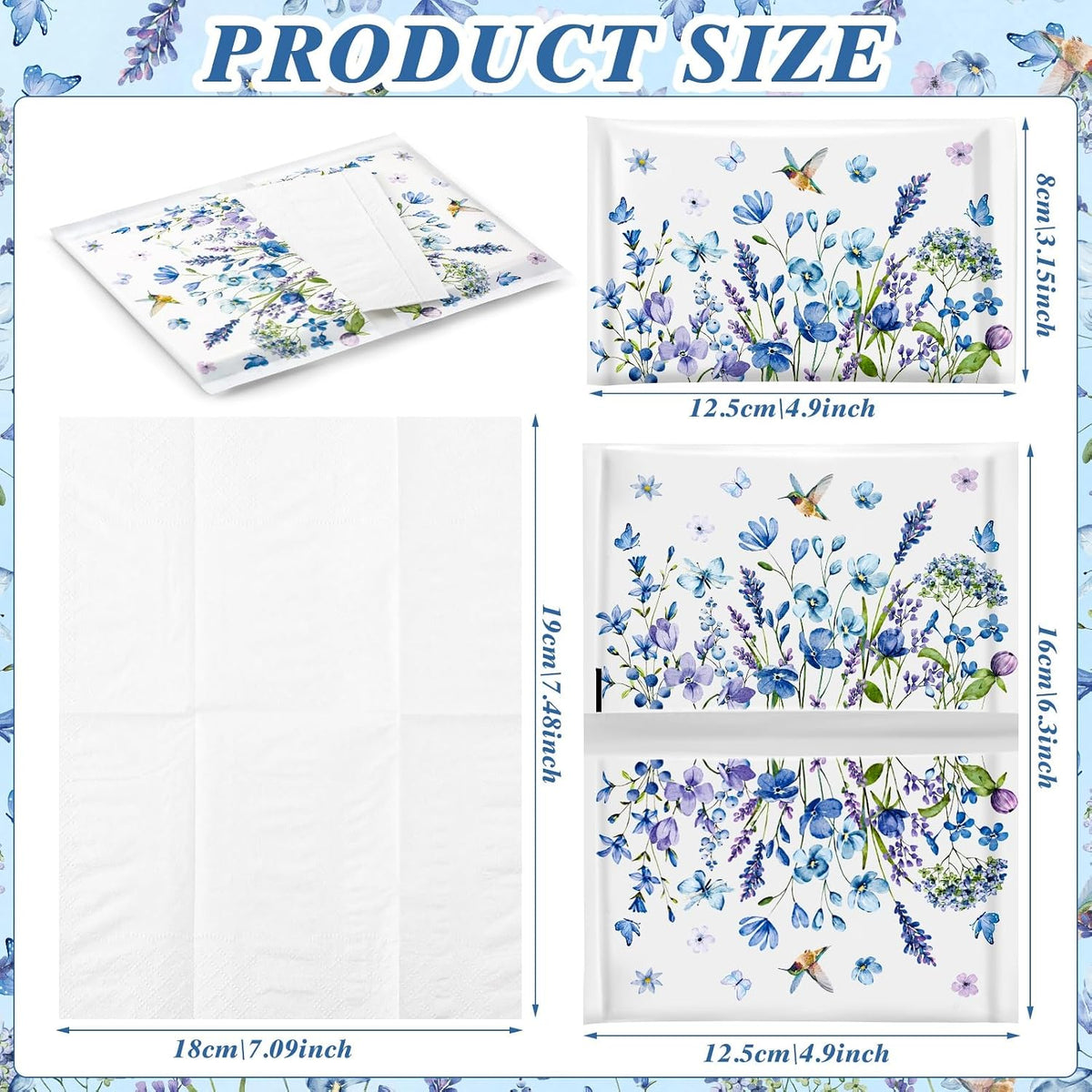 100 Pack Floral Pocket Tissues, 3 Ply Wallet Size Pocket Tissues