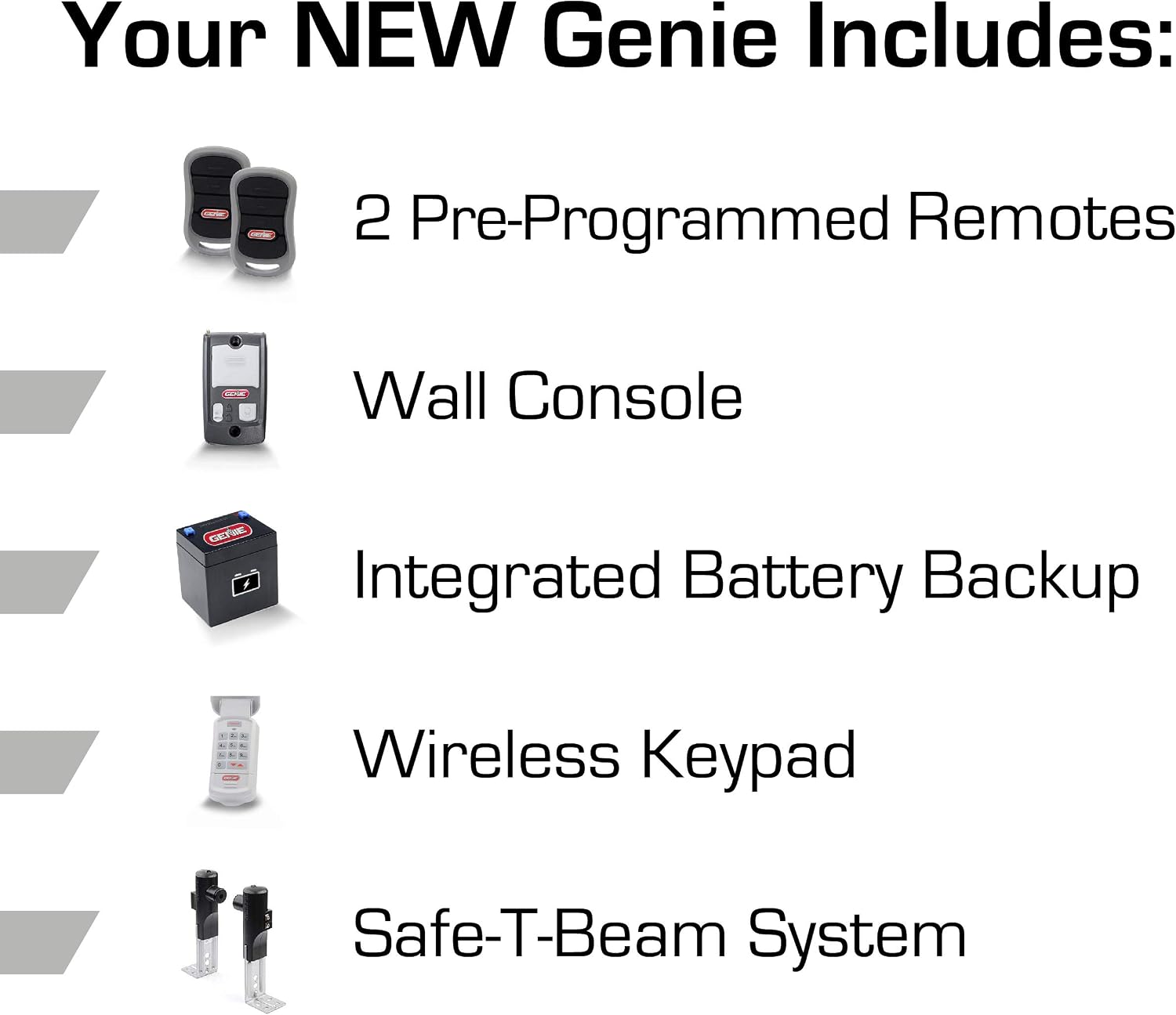 Chain Drive 750 3/4 HPc Garage Door Opener Bundle with Battery Backup and 8ft Extension Kit