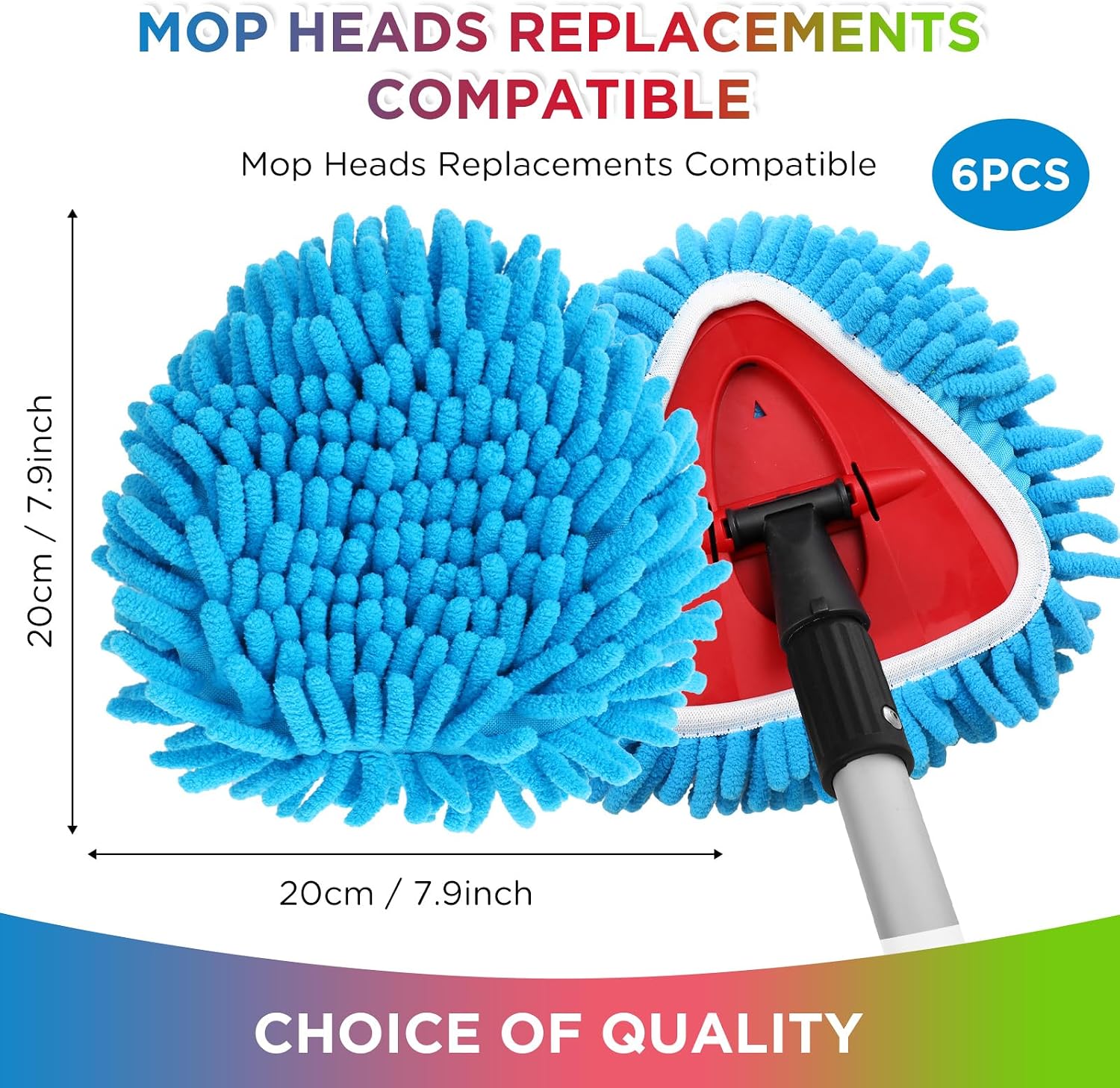 6 Pack Chenille Mop Heads Replacements Compatible with 1 Tank System Chenille Duster Replacement Heads Microfiber