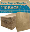 Brown Paper Bags with Handles | 110 Pack Kraft Bulk