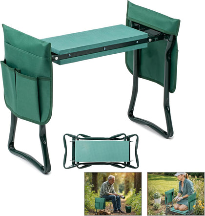 Garden Kneeler and Seat, Foldable Kneeling Stool with Thicker EVA Foam Pad, Heavy Duty Bench with Tool Pouch, Gifts