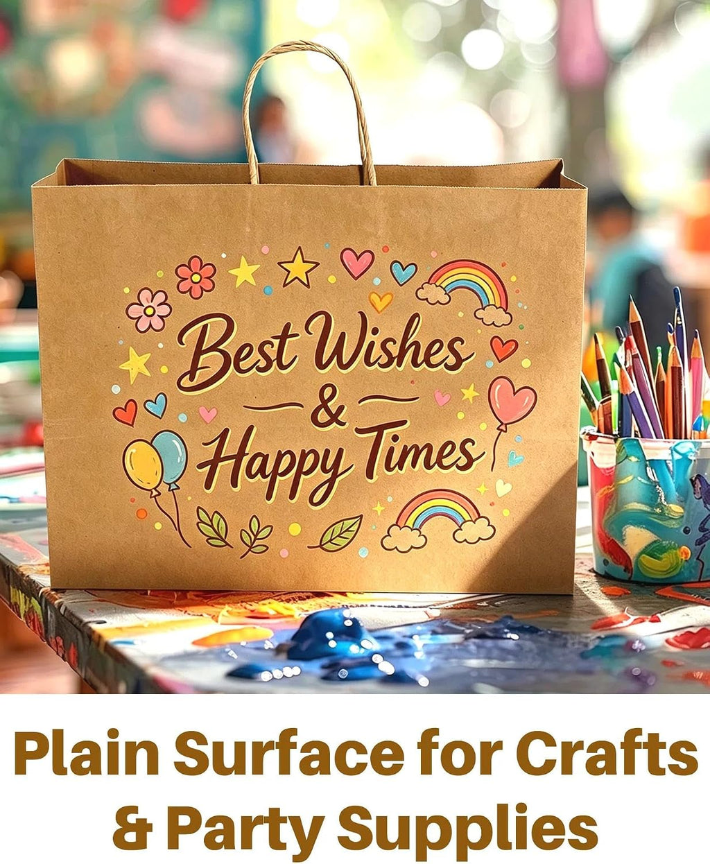 40 Pack Large Brown Paper Bags with Handles, Kraft Gift Bags