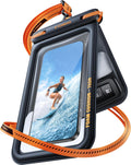 IP68 Waterproof Phone Pouch Floating with Double Space 7.0", Black | Waterproof Phone Case with Crossbody Lanyard