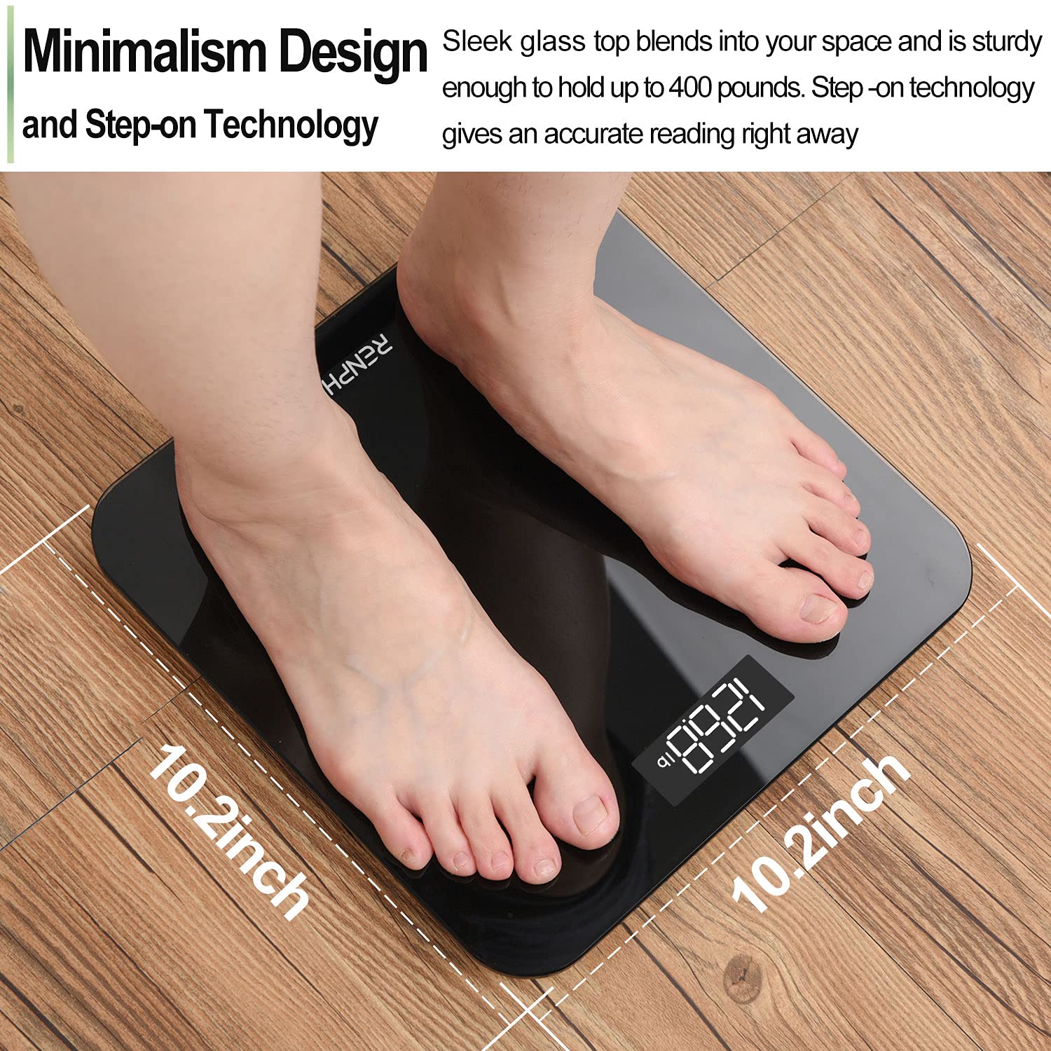Digital Bathroom Scale for Body Weight, 400lbs, LED Display, Core 1S | Weighing Machine with High-Precision Sensors