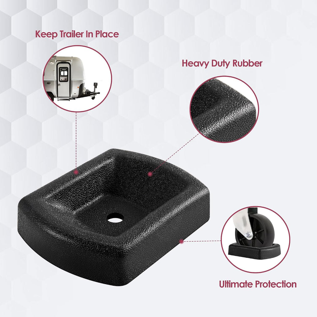 Jack Wheel Chock, Reinforced Rubber Jack Caster Wheel Dock for Caravans and Trailers