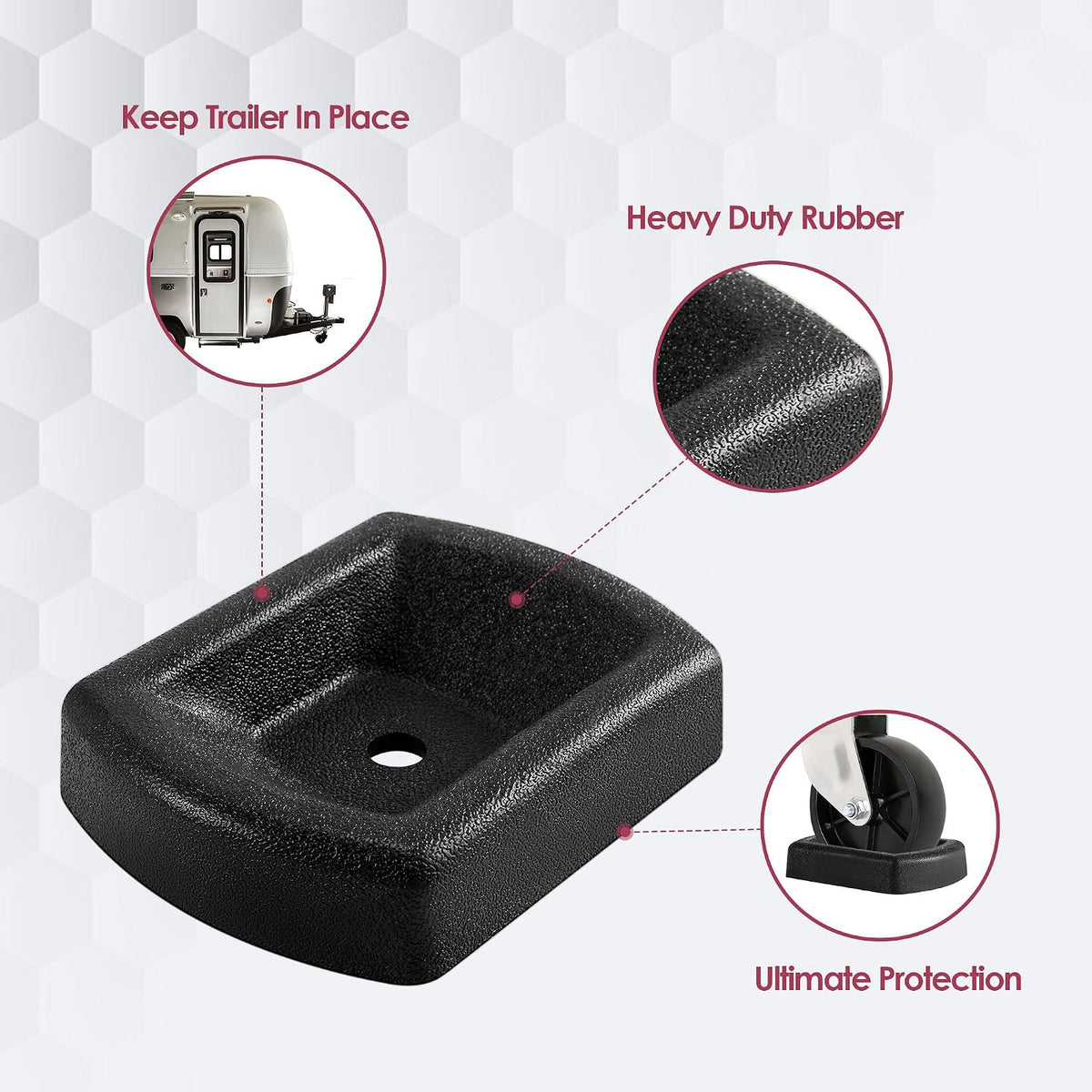Jack Wheel Chock, Reinforced Rubber Jack Caster Wheel Dock for Caravans and Trailers