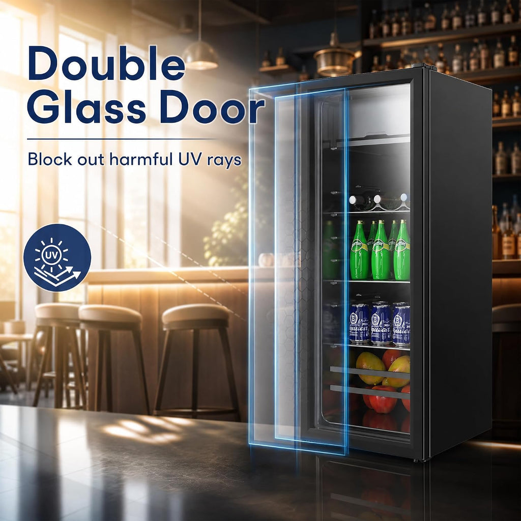 170 Can Beverage Refrigerator, Wine Cooler with 7 Adjustable Thermostat