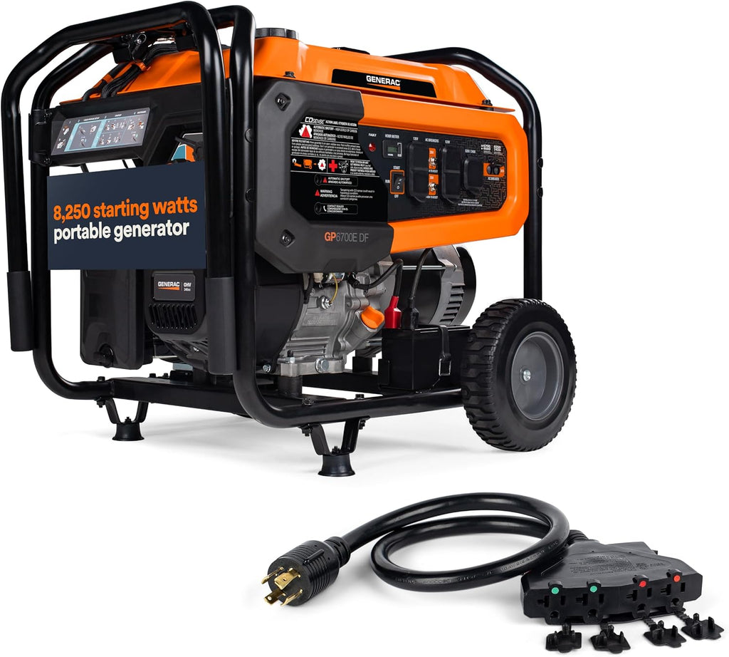 8,250 Starting Watt Dual Fuel Portable Gas Generator Electric Start | Includes Adapter Cord, Home Backup Power