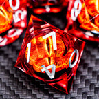 RPG Resin Dice Gazes Eye Dice Silver Red Liquid Core Flaming RPG Sharp Edged Dice Set with Gift Box, Polyhedral D and