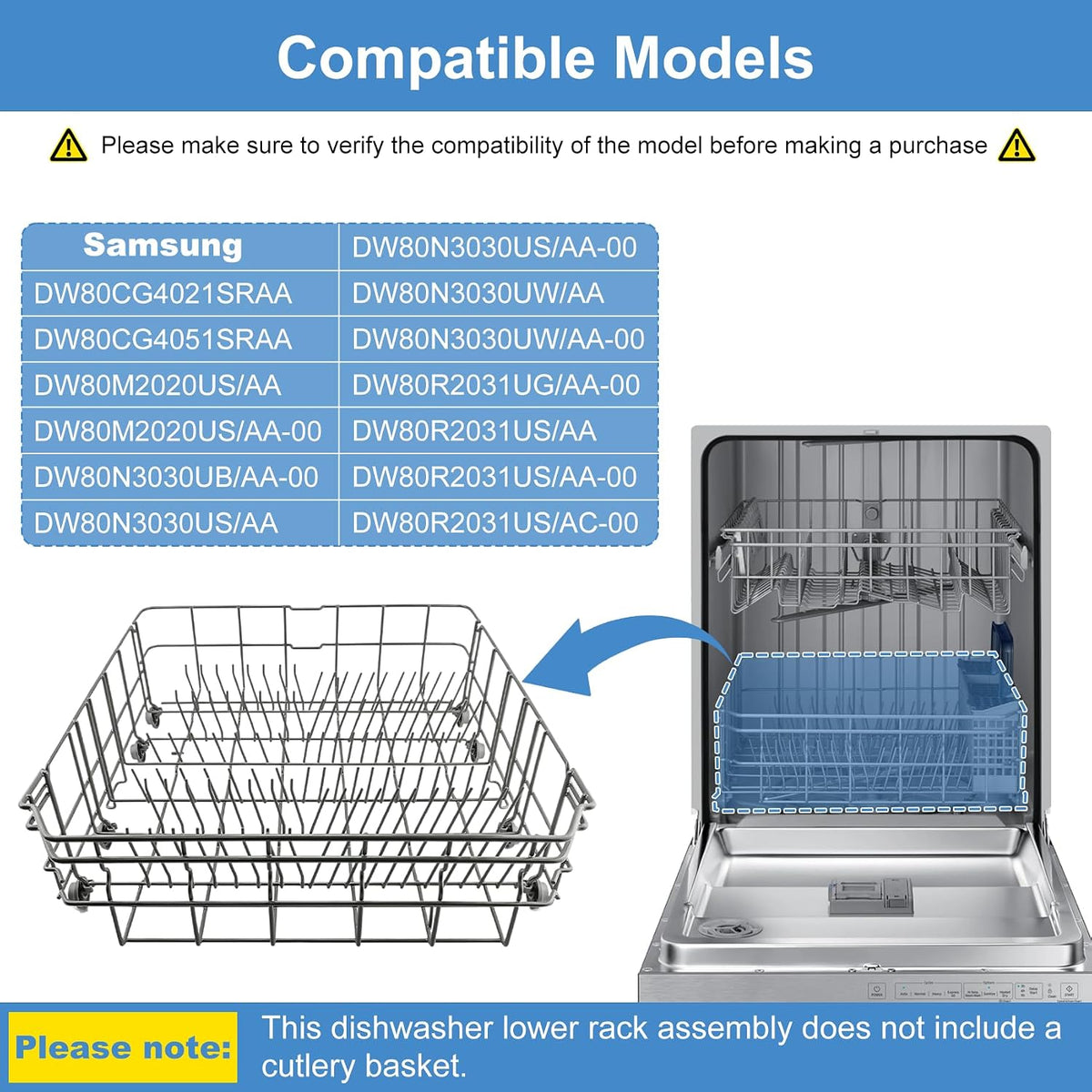 DD82-01384A Lower Dishrack Assembly for samsung Dishwasher (Some Models)