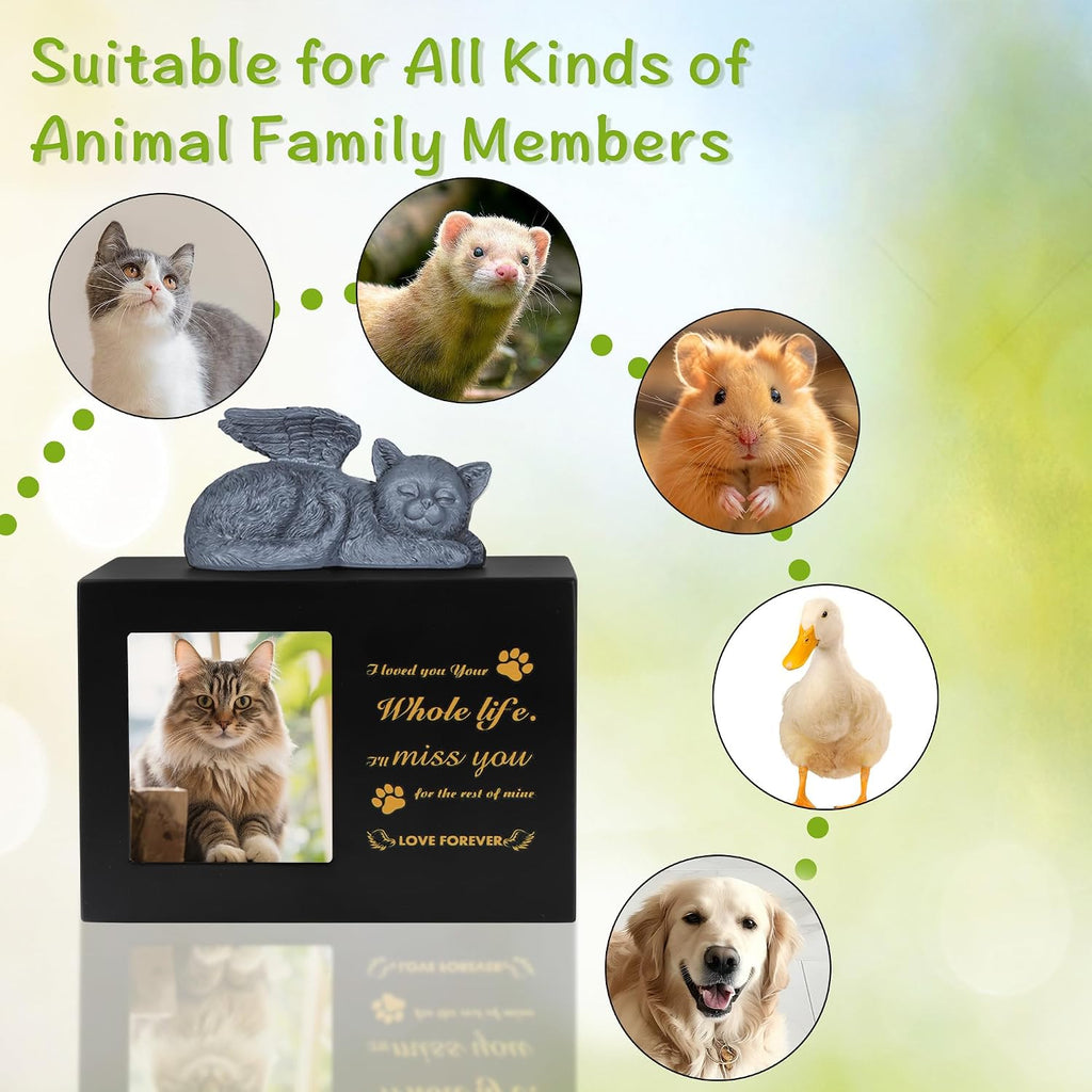 Pet Urn for Cat Ashe, Black Wooden Keepsake for Hair