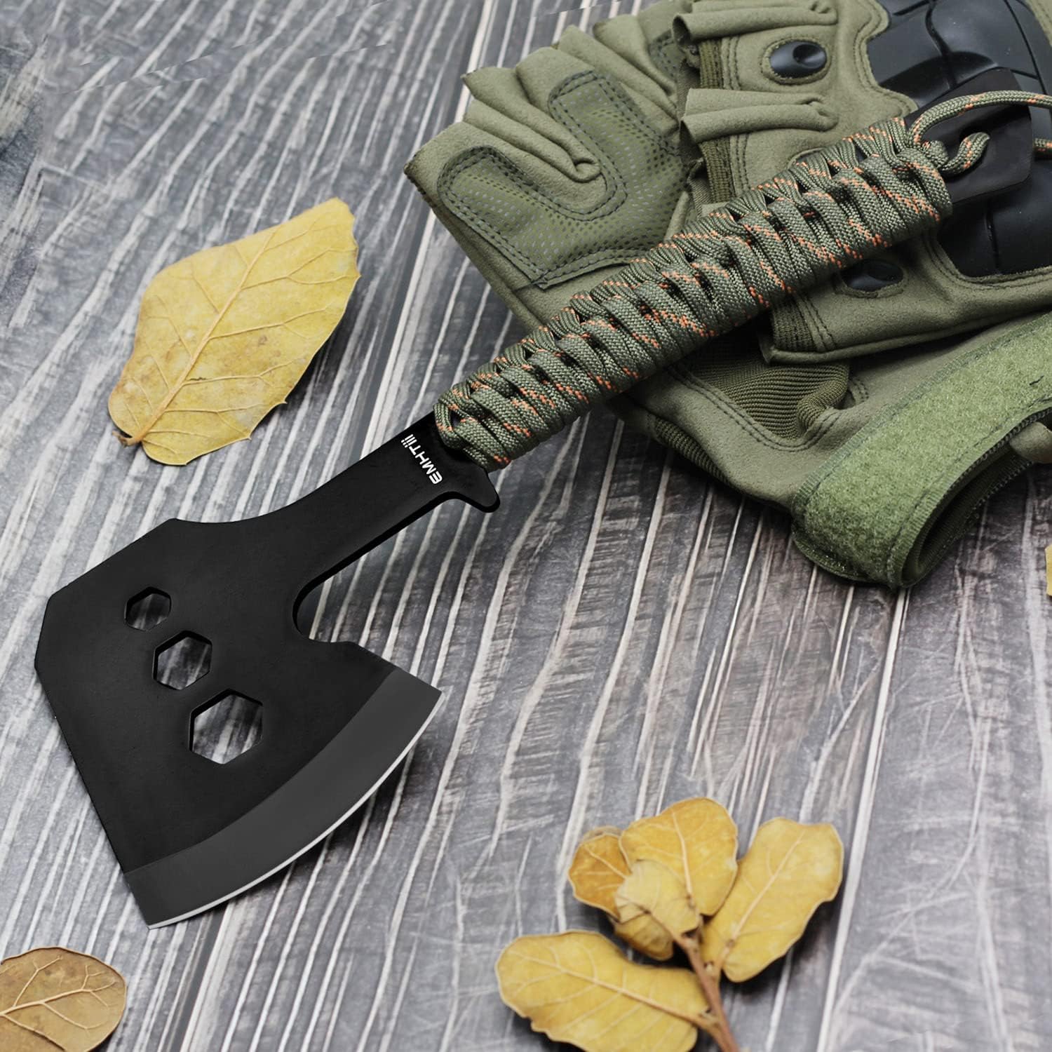 Camping Axe Small Hatchet with 3 Hex Wrenches, Rope Handle | 10 inch Full Tang Construction, Stainless Steel, Outdoor