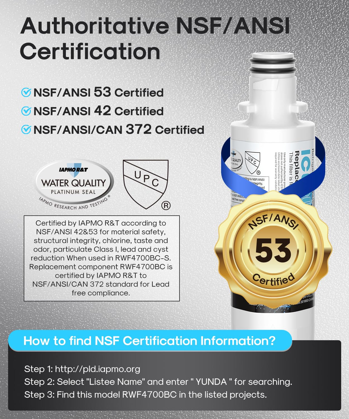 PLUS ADQ747935 NSF/ANSI 53 & 42 Certified Water Filter