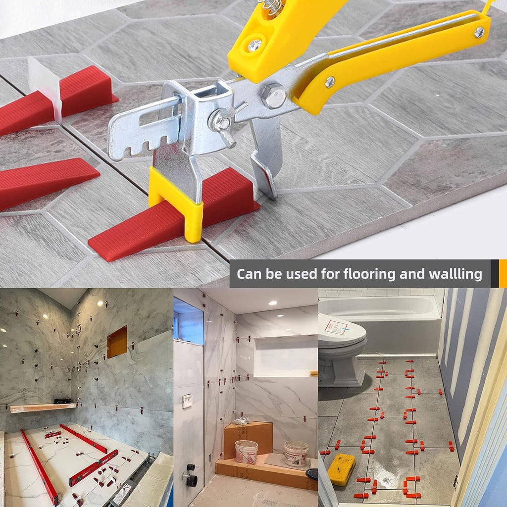 Tile Leveling System 400-Piece Tile Leveling Spacer Clips and 100-Piece Reusable Wedges Tile Leveler Tool Set for