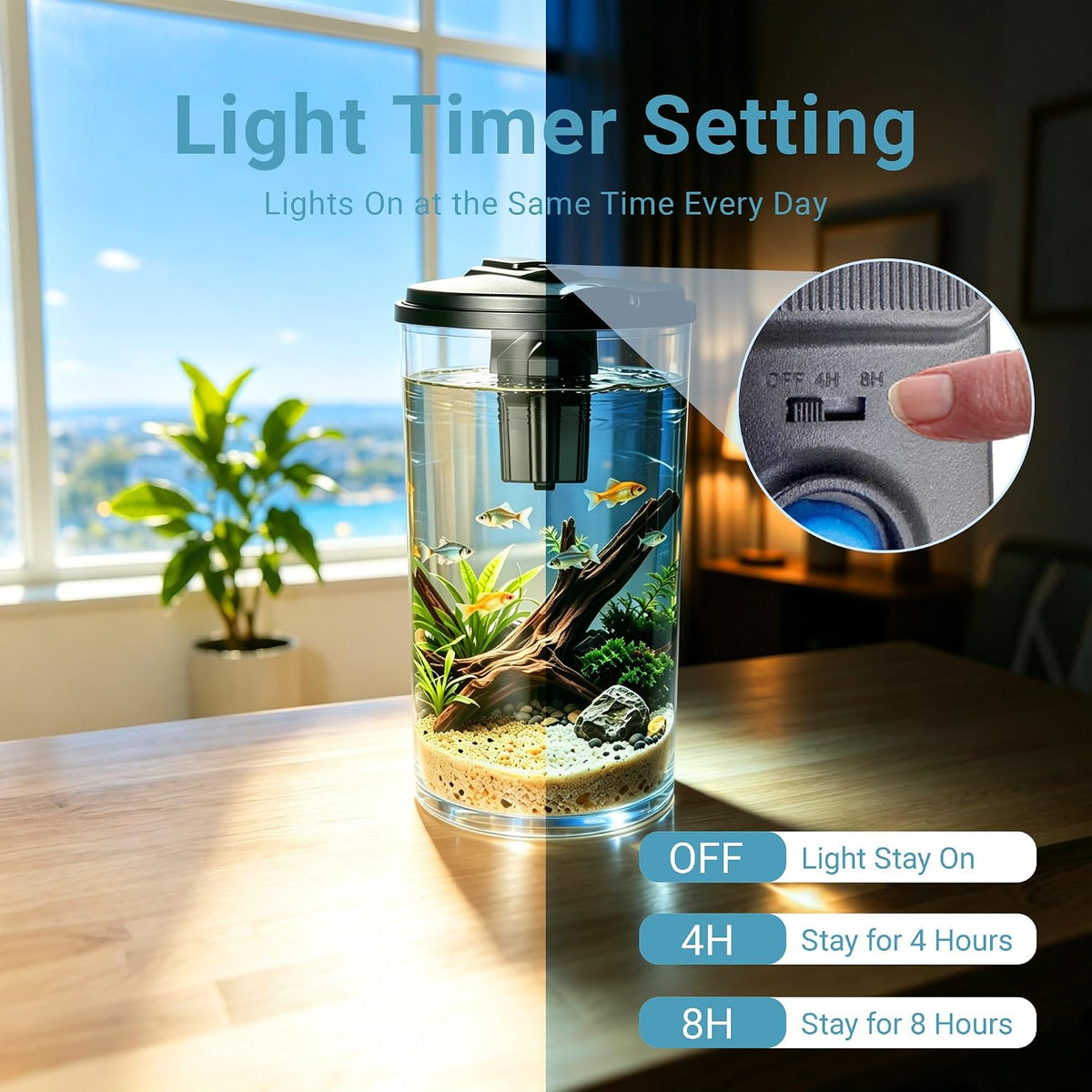 Plastic 6-Gallon AquaView 360 Aquarium Kit for Tropical Fish, Betta Fish with LED Lighting and Power Filter Clear