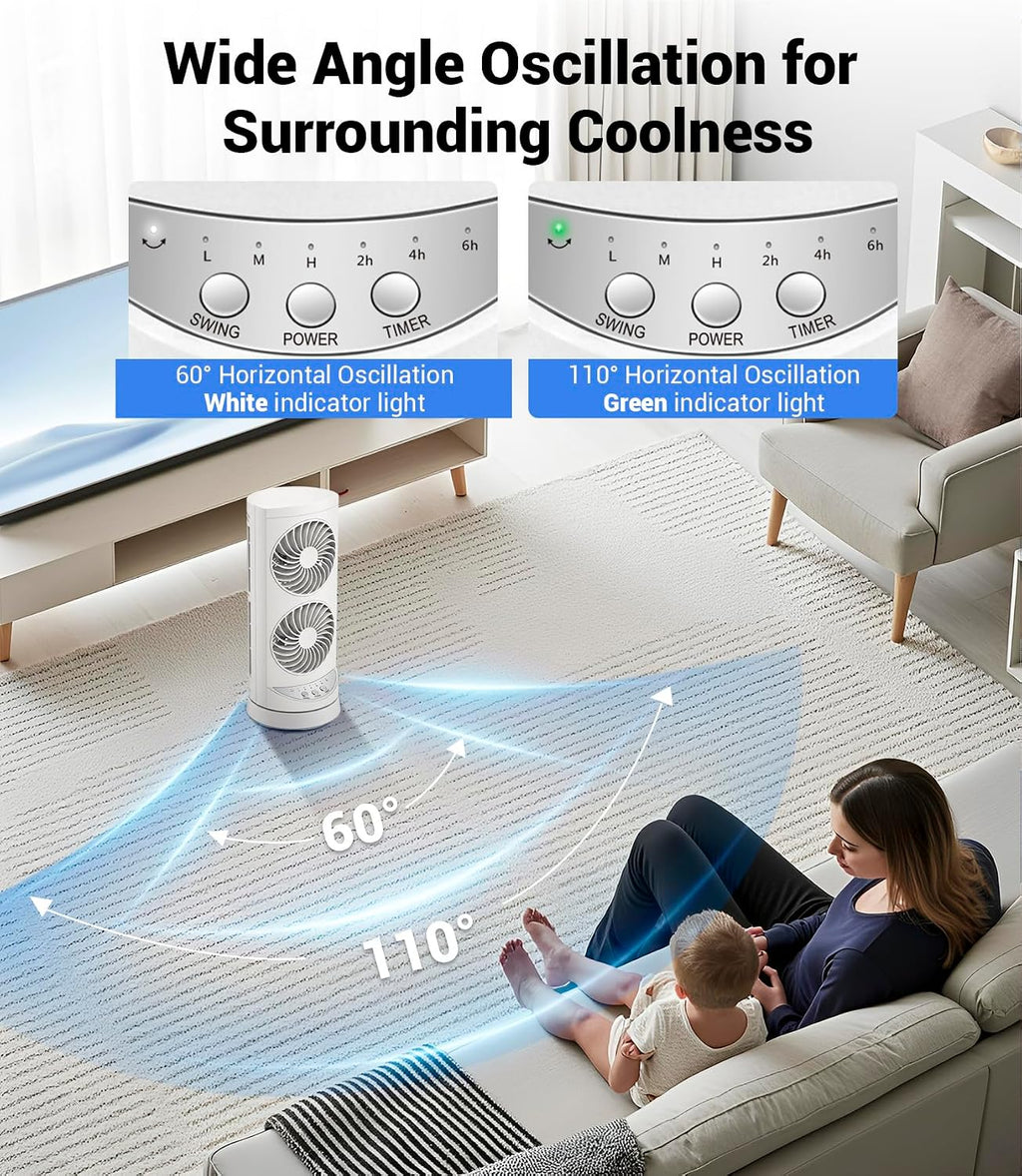 Personal Tower Cooling Fans that Blow Cold Air,25dB Quiet Fan with 24ft/s | Standing Small Desk Fan with 3 Speeds &