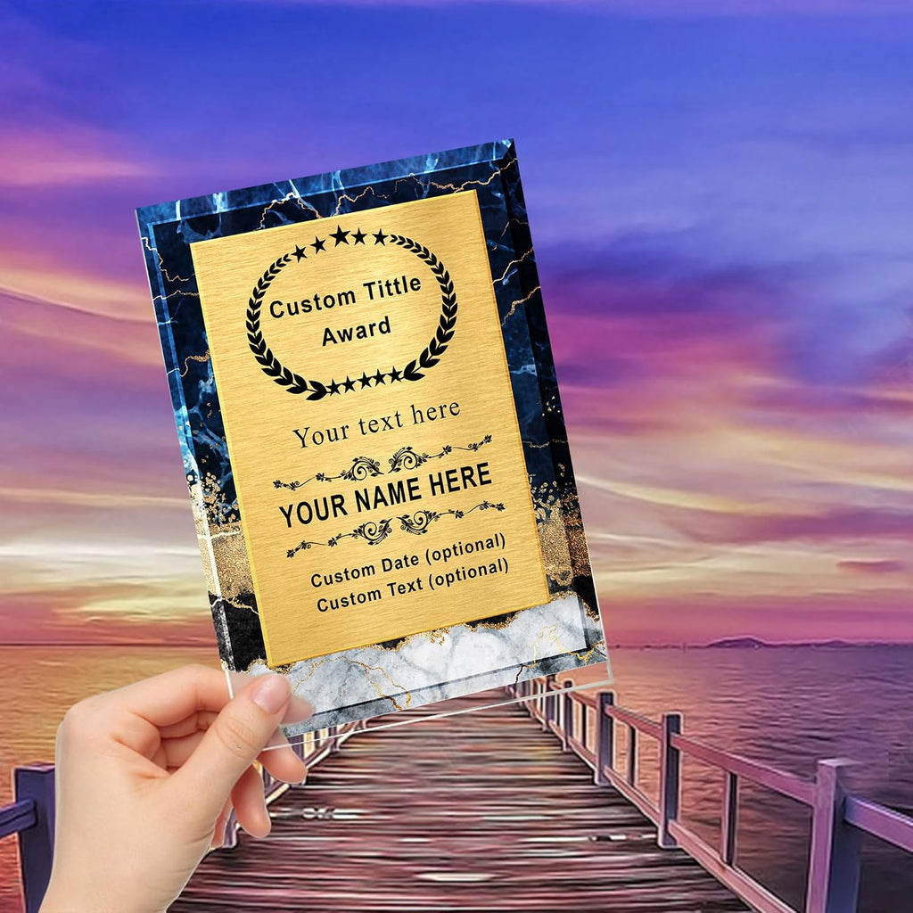 Personalized Trophy Award，Customizable Award Plaque，Custom Award Plaque ，6 types of marble backgrounds, 5 shapes