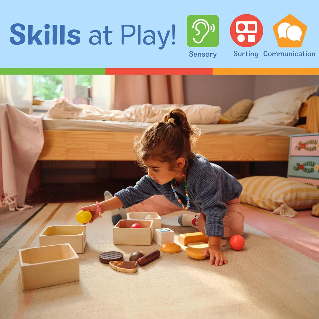 Melissa & Doug Food Groups, 21-Piece Wooden Toys Set of Pretend Play Food & Kids Play Kitchen Accessories, Preschool