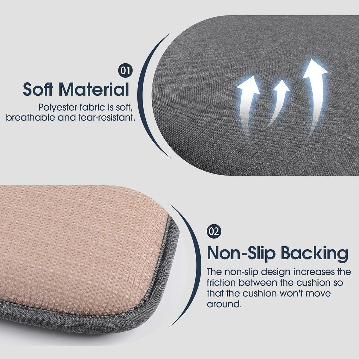 Chair Cushions, 4 Pack Memory Foam Chair Pads, Grey
