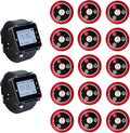 T128 Wireless Calling System,Restaurant Paging System,Wrist Pager,Rechargeable Battery,2Receiver,15 Call Button for