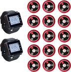 T128 Wireless Calling System,Restaurant Paging System,Wrist Pager,Rechargeable Battery,2Receiver,15 Call Button for