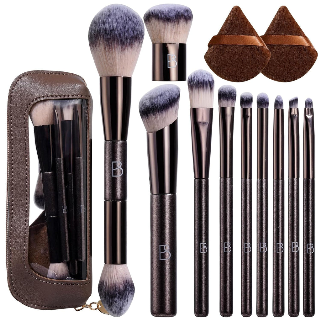 Travel Makeup Brush Set BS-MALL Ultra-Soft Synthetic Bristles Eyeshadow Brush, Foundation Brush for Liquid Makeup