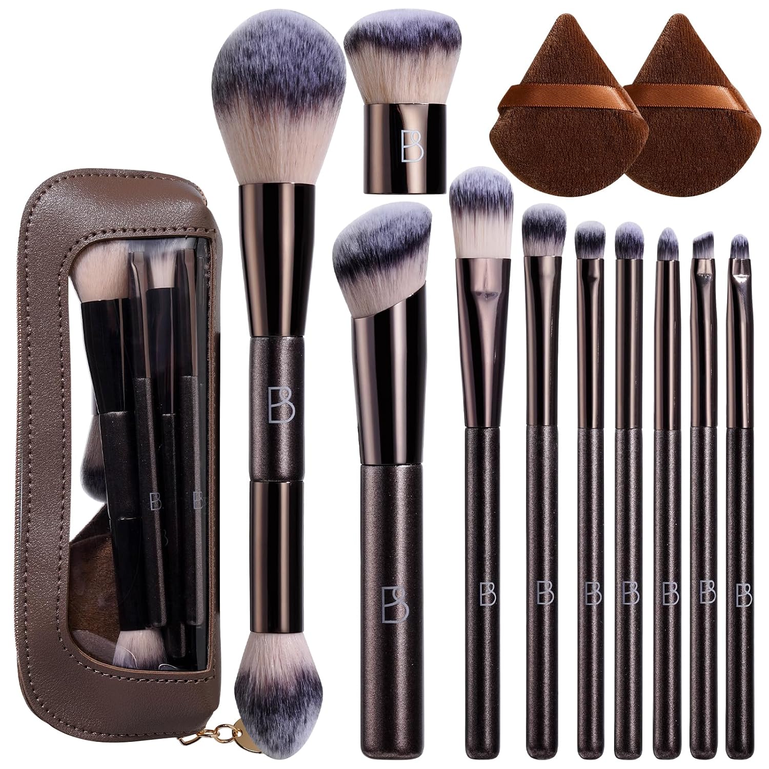Travel Makeup Brush Set BS-MALL Ultra-Soft Synthetic Bristles Eyeshadow Brush, Foundation Brush for Liquid Makeup