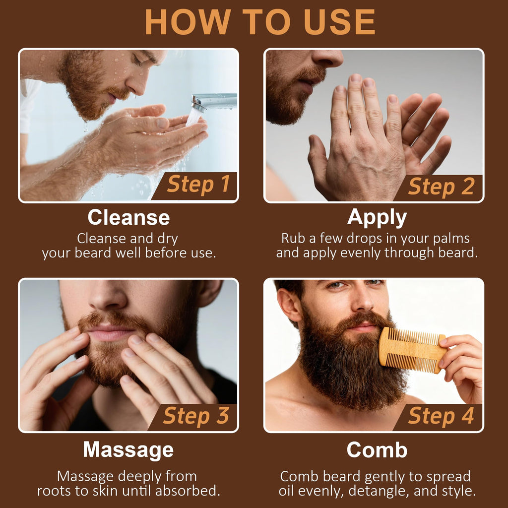 Beard Oil & Comb Set Soften, Smooth/Strengthen, Christmas Stocking Stuffers